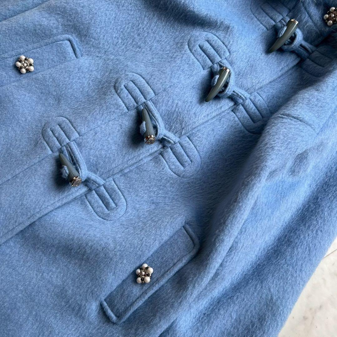 AUSTIN REED フォックスファー モヘヤ混シャギーダッフルコート 40