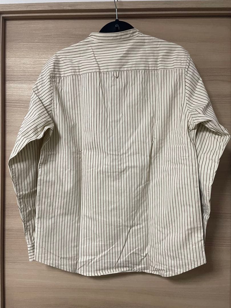 サイズL 新品 karaku カラク ベースボールストライプシャツ 長袖