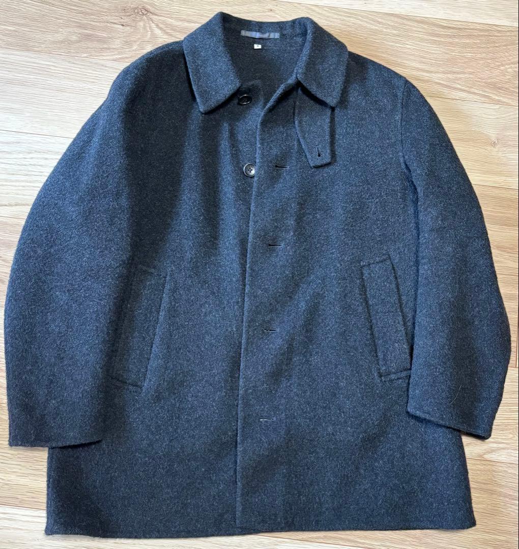MUJI Labo カシミヤ混ショートステンカラーコート ダークグレー S 紳士 カシミヤ混ショートステンカラーコート | 無印良品
