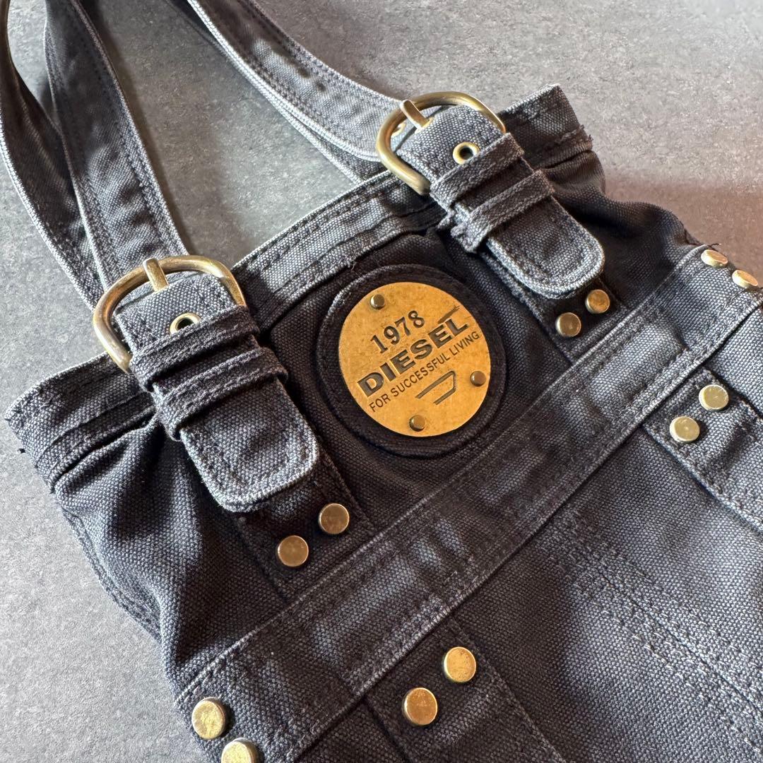 DIESEL ディーゼル トートバッグ y2k ゴールド金具 アーカイブ 黒