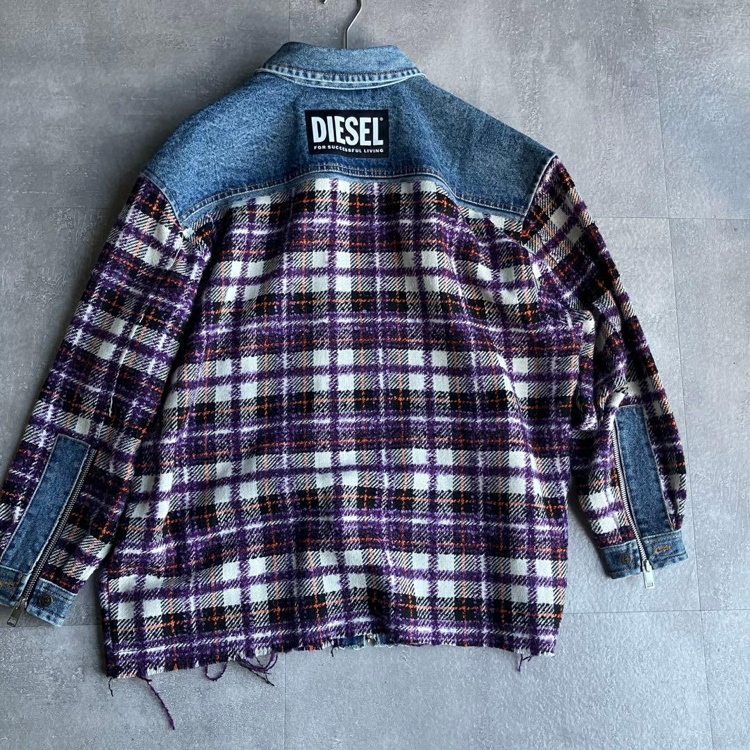 DIESEL ディーゼル チェック柄 ブークレ デニムジャケット - メルカリ