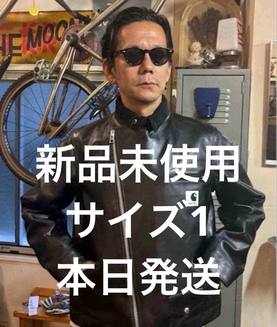新品 sacai carhartt wip レザー ジャケット タグ付 S 1 - メルカリ