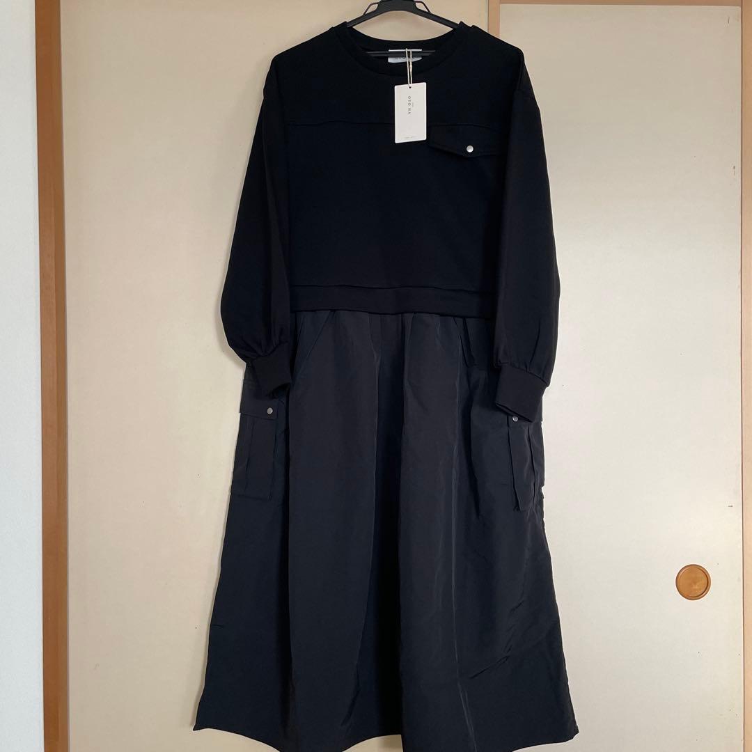 カジュアル ブラック ワンピース シフォン合わせロングワンピース［ブラック：ブラックフォーマル対応