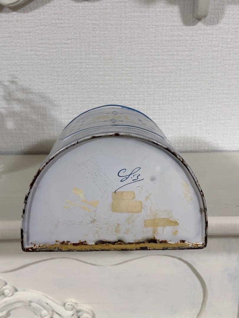 フレンチアンティーク＊サキソニー柄ホーローSel缶木製蓋＊レア - メルカリ