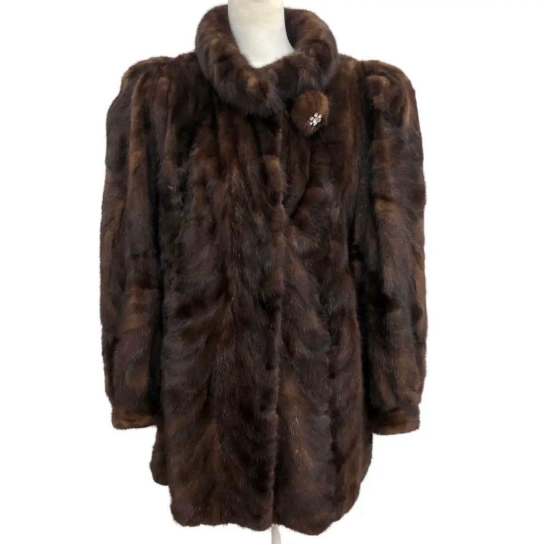 Hydraハイドラ リアルファーコート 毛皮 ブラウン フラワーモチーフ付き wnc ハイドラファーズ Hydra furs 毛皮コート ミンク 茶 レディース