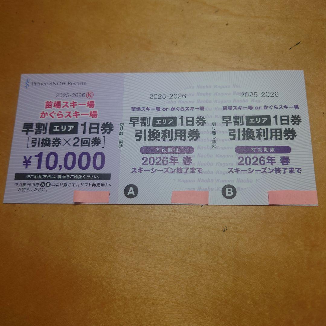 苗場・かぐら 共通 割引エリア1日券 引換券×2回分 2026年春まで - メルカリ