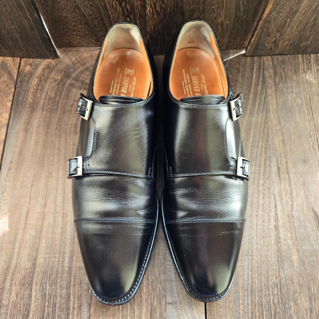 極美品◇スコッチグレイン I-0822 ダブルモンクストラップ 黒 25cm