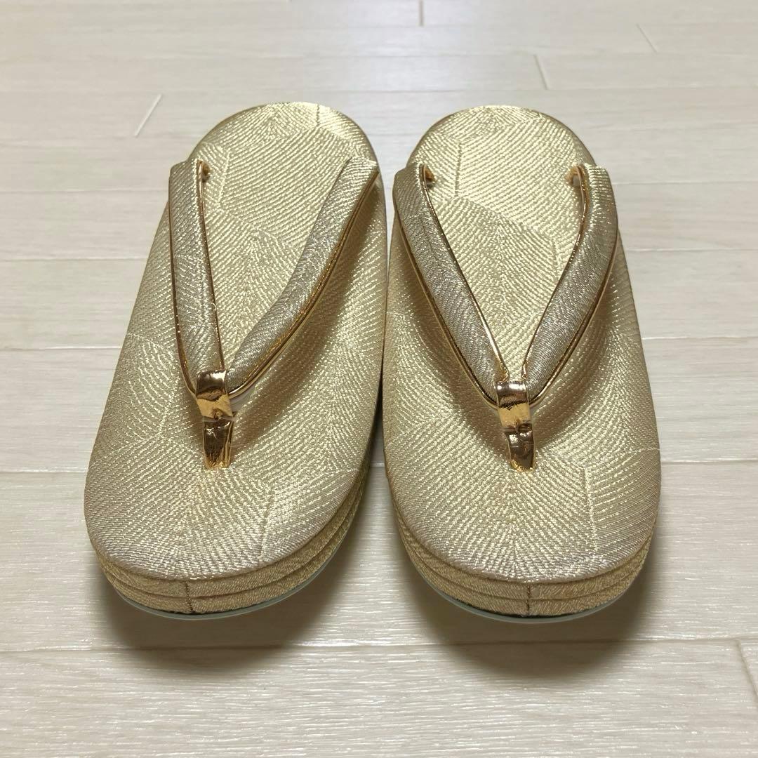 《未使用》佐賀錦　草履バッグセット　ゴールド