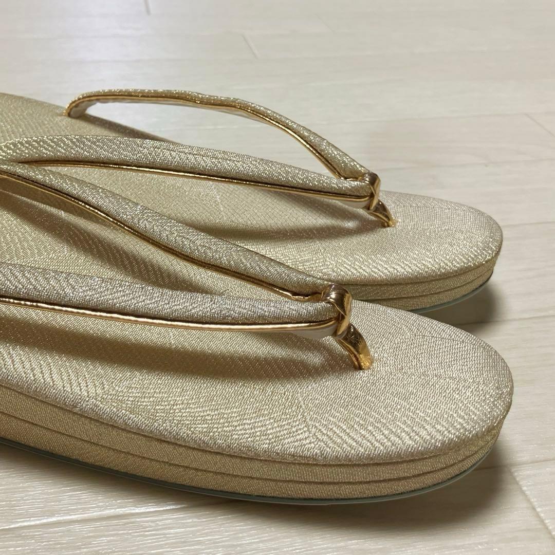 《未使用》佐賀錦　草履バッグセット　ゴールド