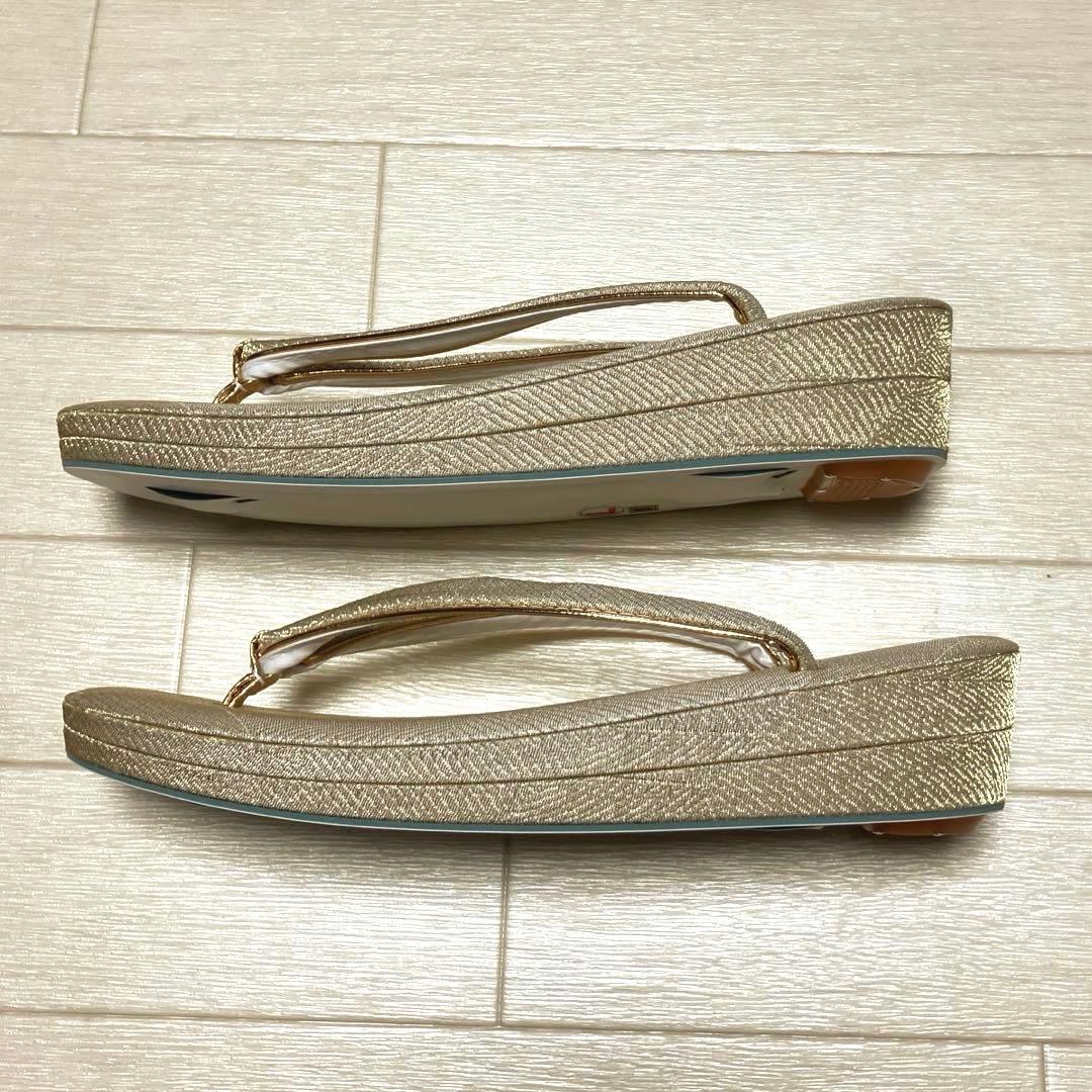 《未使用》佐賀錦　草履バッグセット　ゴールド
