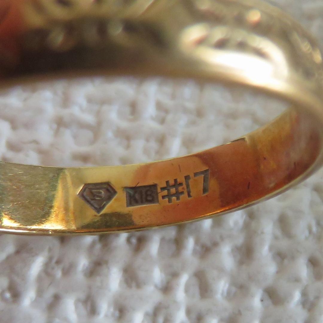 mim　K18　彫金リング　3.0g　17号