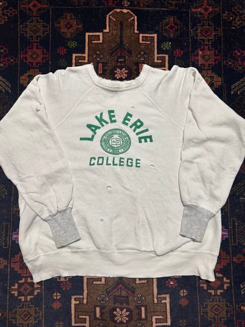50s 60s スウェット 2トーン 2tone ラグランスリーブ カレッジ 60'S Vintage Raglan College Print Sweat Shirts NAVY 60年代