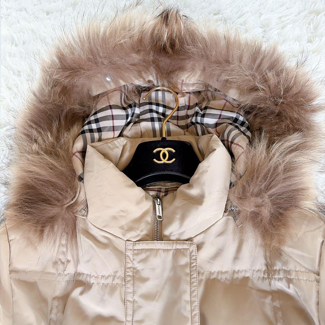 バーバリーロンドン】ファーフード3WAYダウンコート ベージュノバ