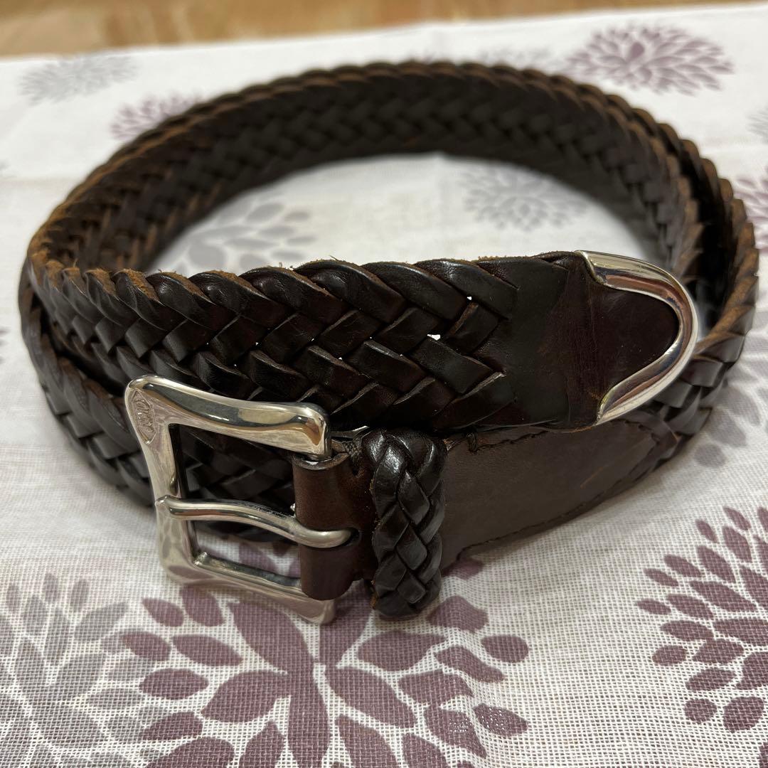 J &M DAVIDSON レザーメッシュベルト ブラック36/90