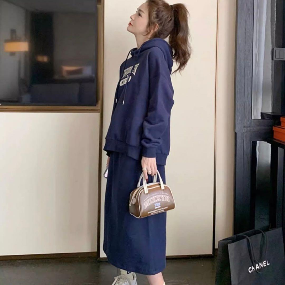 ジャージ 上下セット パーカー スカート セットアップ ゆったり