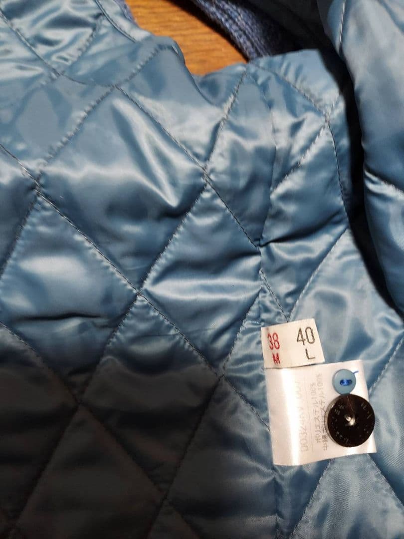 マドモアゼルノンノン フード付きニットベスト 青 - メルカリ