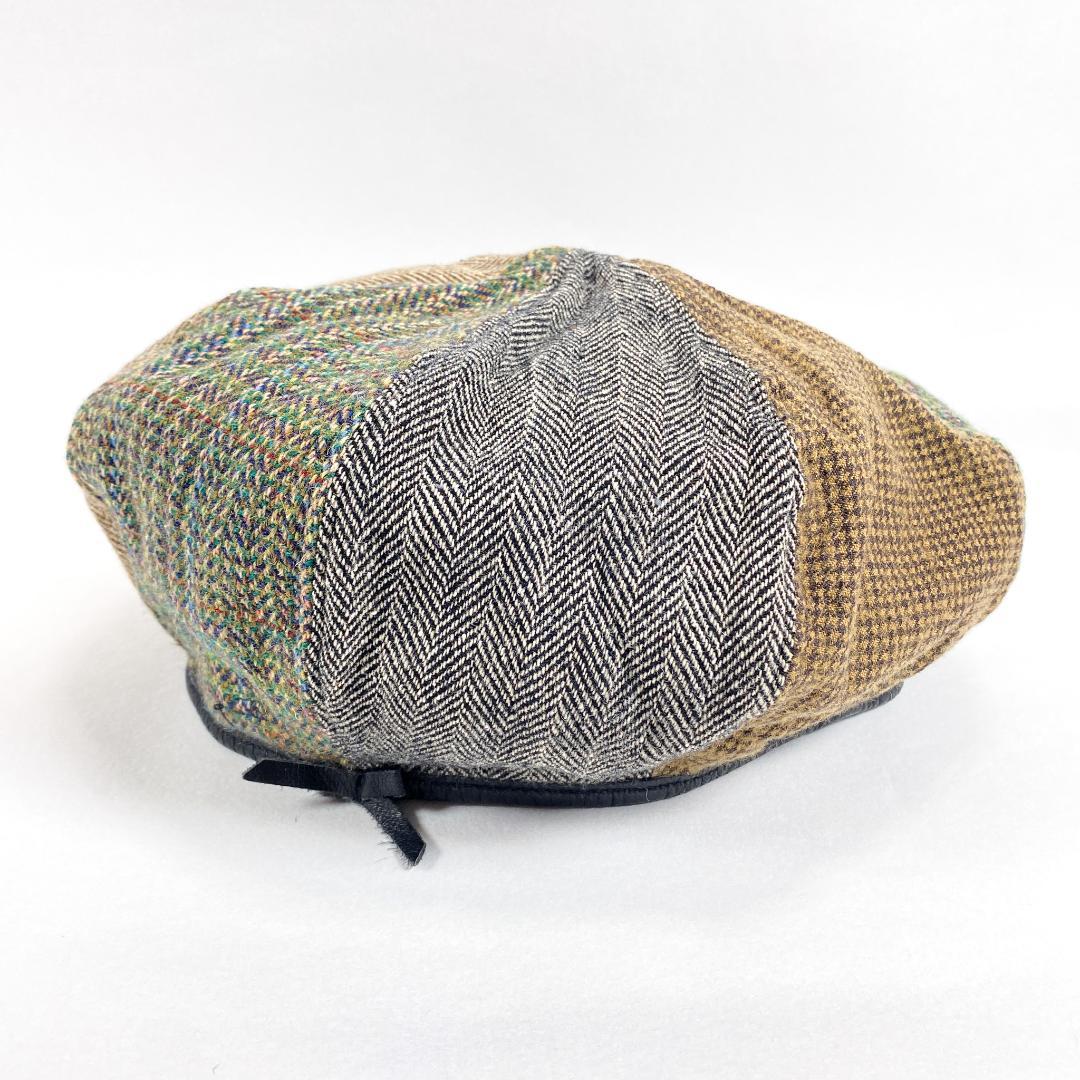 KAPITAL キャピタル ツイード パッチワーク ベレー帽 ヘリンボーン rep-hat_sw084