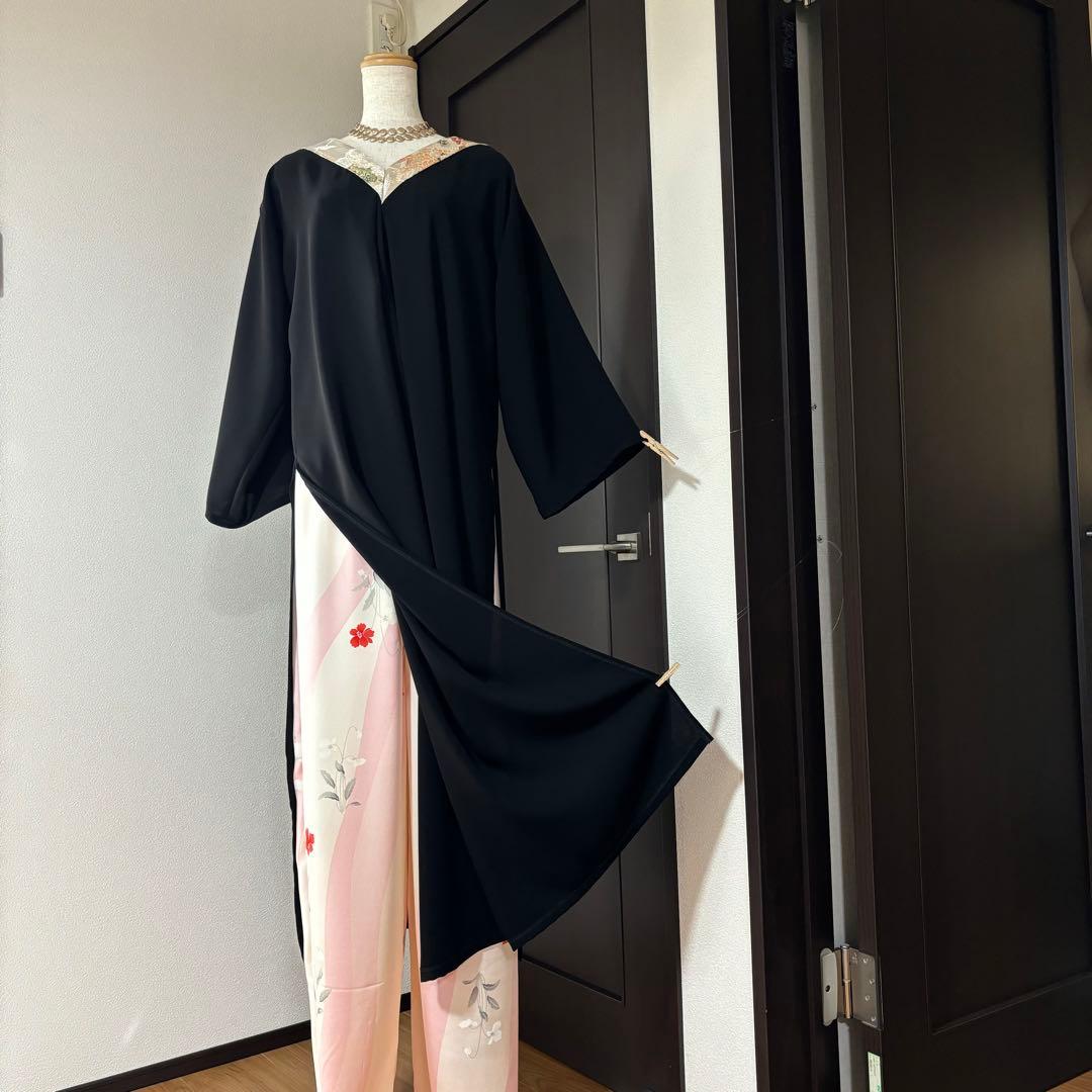 彩 着物リメイク♪華やかな和風アオザイ❣️花柄