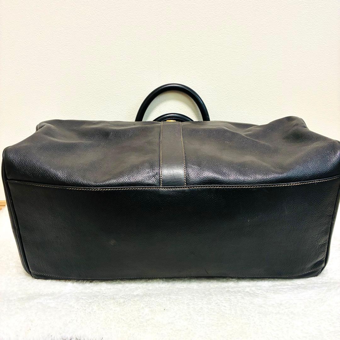 希少】dunhill ダンヒル ボストンバッグ レザー ロゴ刻印 ブラック