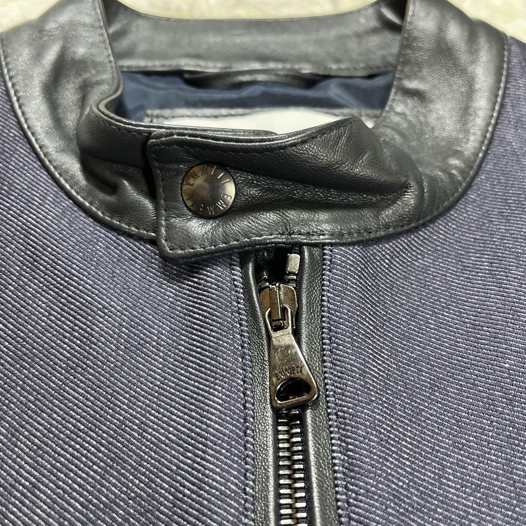 美品】エンメティ×マッキントッシュ 切替 ジャケット レザー デニム L