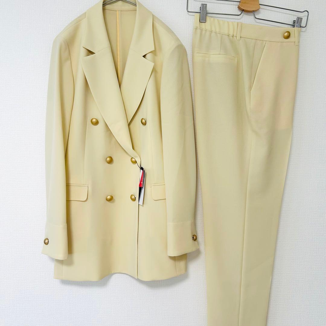 【未使用タグ付】AOKI 2wayストレッチ ダブルブレスト パンツセット L アウトレット】2wayストレッチ トロピカルダブルジャケット 紺