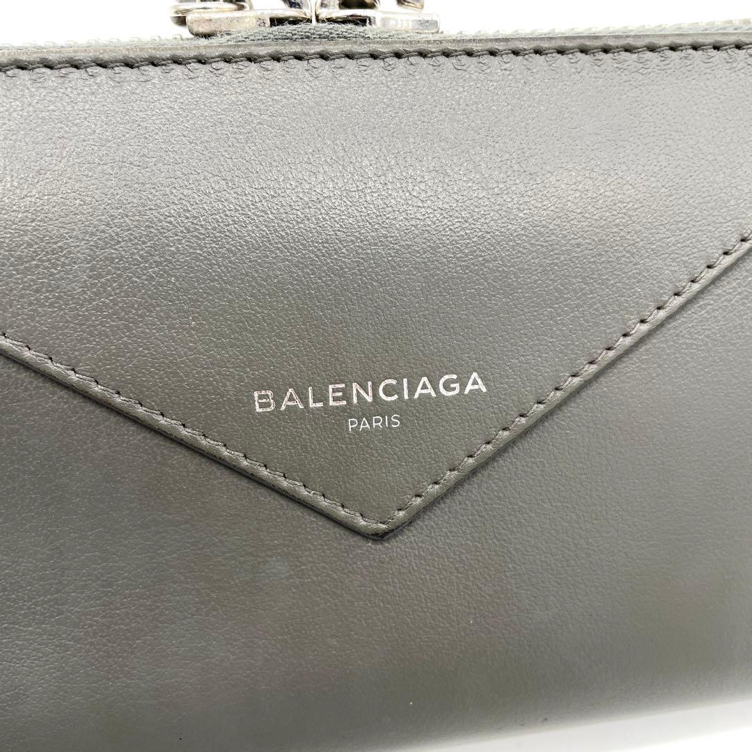 バレンシアガ長財布発送【希少】 ペーパー グレー レザー コンチネンタル