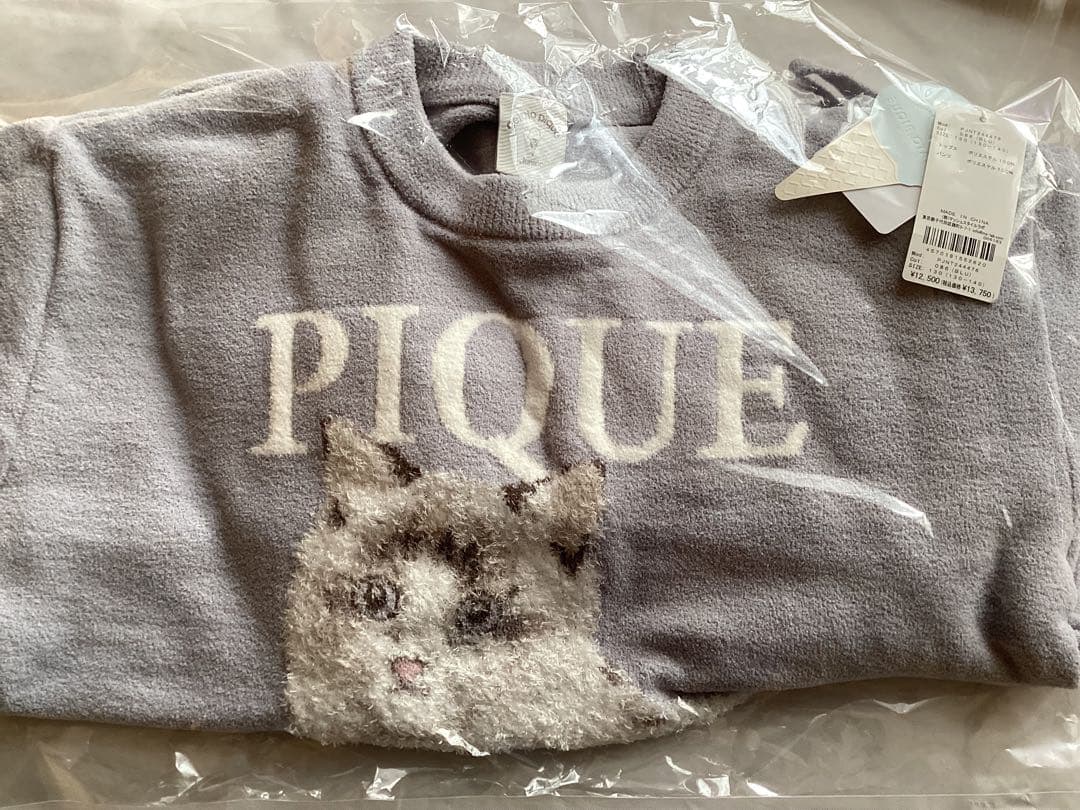 ジェラピケ JUNIOR CATジャガードプルオーバー&ショートパンツセット