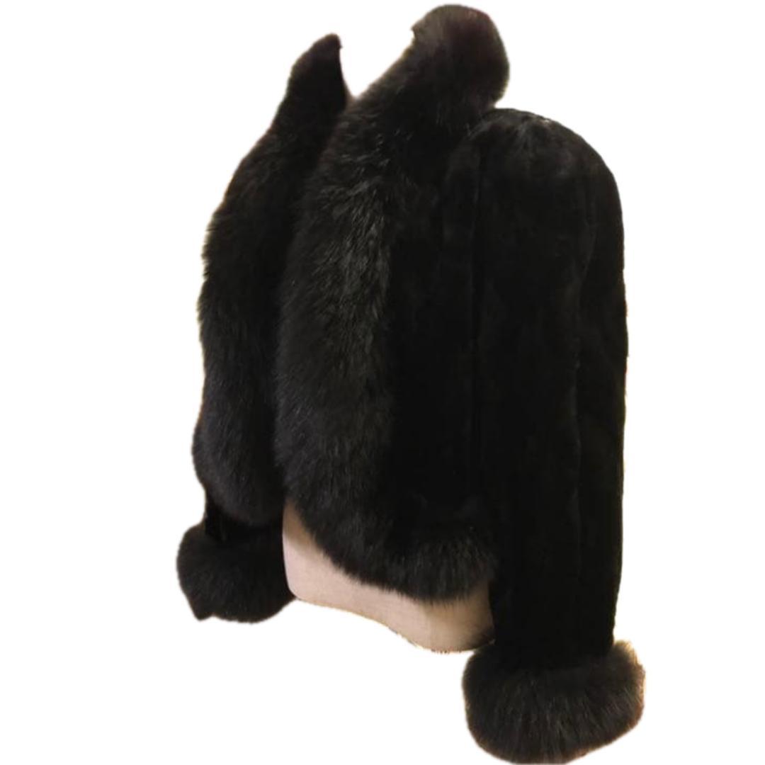 美品 EMBA シェアードミンク フォックスファー コート 本毛皮 ショート