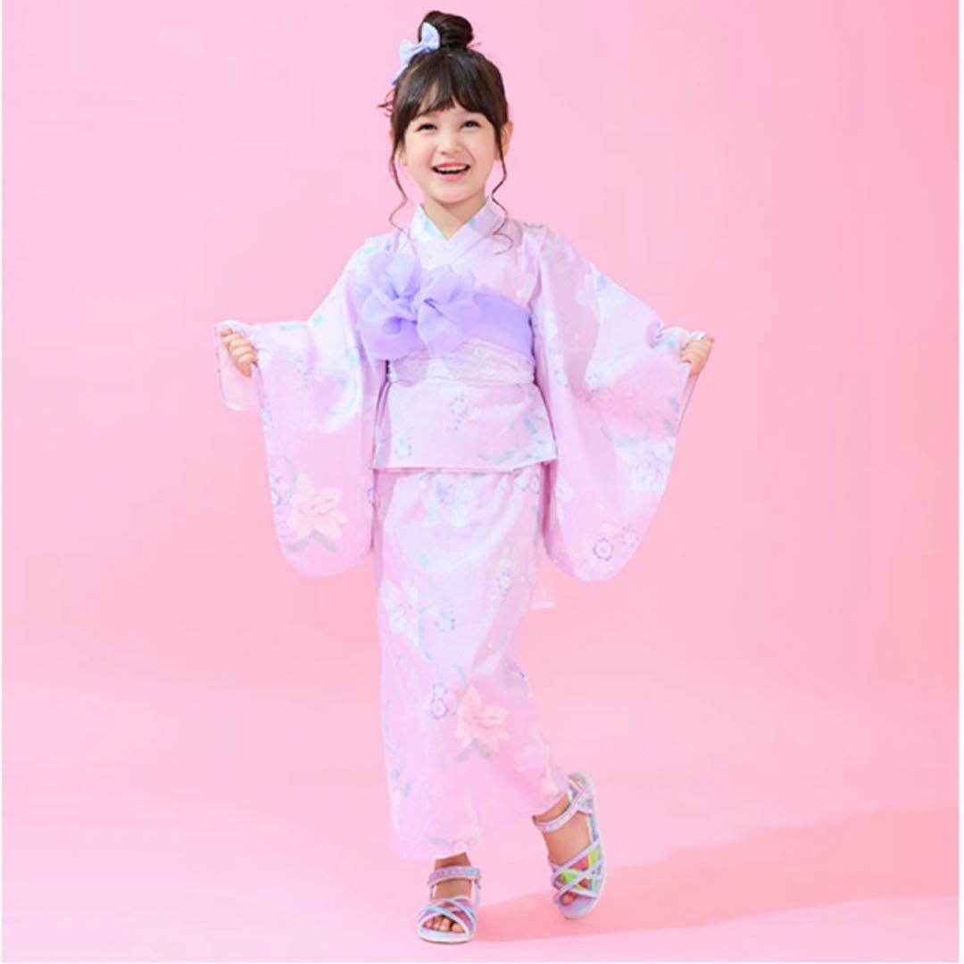 新品　メゾピアノ　百合柄　浴衣 mezzo piano メゾピアノ チェリー柄 浴衣 セット 110 120 130 140cm