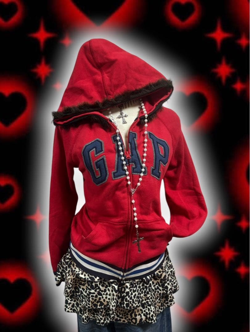 平成ギャルGAPファーy2kジップパーカーarchiveフェアリーグランジ