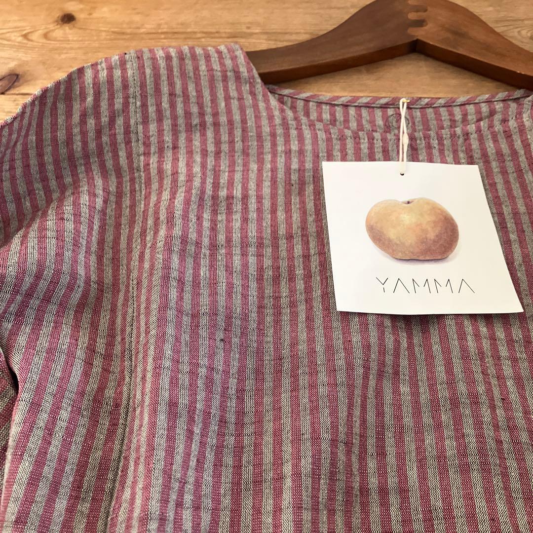 YAMMAヤンマ産業 会津木綿 トレーナー シャツ ショート丈 ピンク縞 🏁