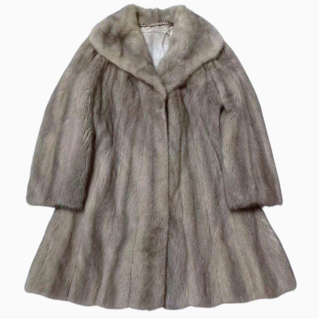 サファイアミンク ミドル丈 ミンクコート Aライン 柔らか 毛皮 リアル