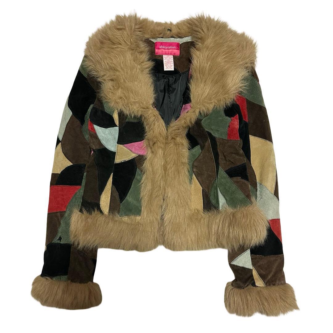 fur leather jacket Y2K japanese label 平成 SOLD) Semantic Design Faux Fur Wax Leather Jacket from a japanese