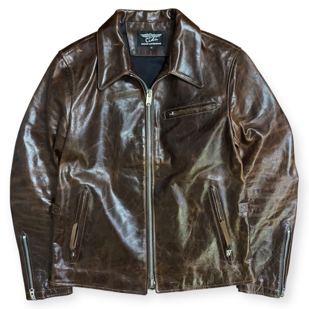 雰囲気抜群 CIDU 復刻 レザー スポーツジャケット デカTALON サイズM EIGHT-G（エイトジー） EIGHT LEATHERS レザージャケット HORSE HIDE