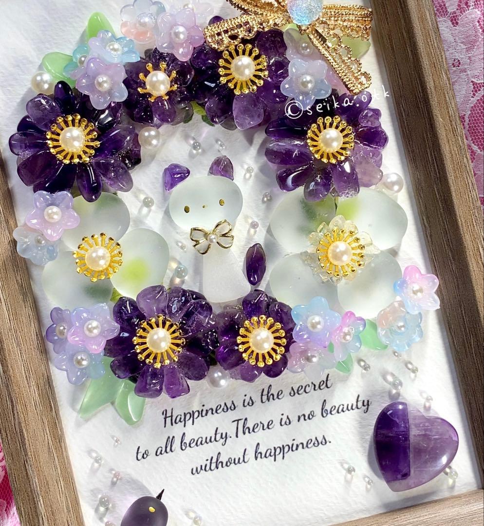 フラワーリース 猫 インテリア シーグラスアート 玄関飾り ボタニカル