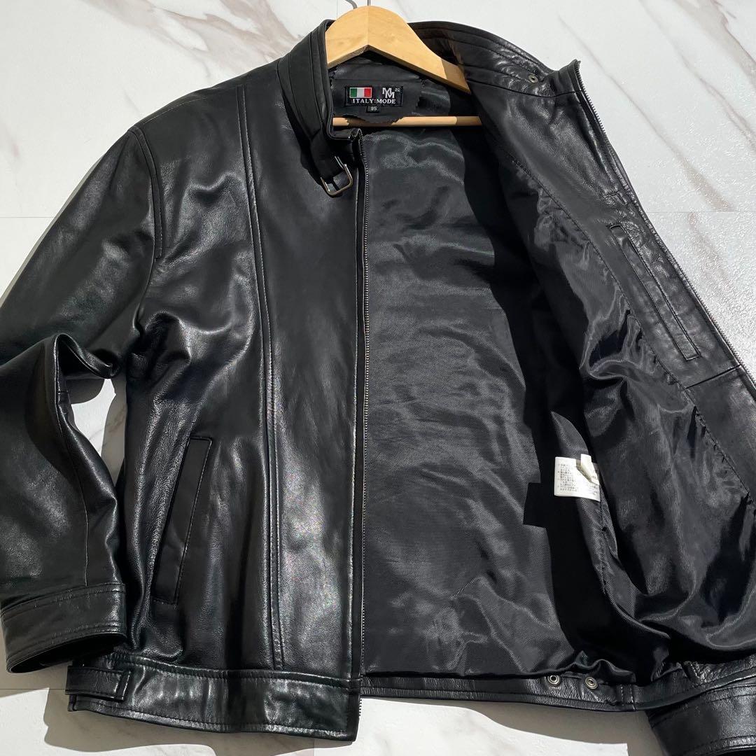 【美品✨希少】ライダースジャケット 鹿革 XLサイズ ブラック イタリーモード MASKED-R BLACK JKT