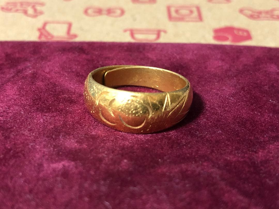 純金　Ｋ24 指輪　甲丸リング　和柄 sd1_b1e61698daf5e1d0b8529b4569