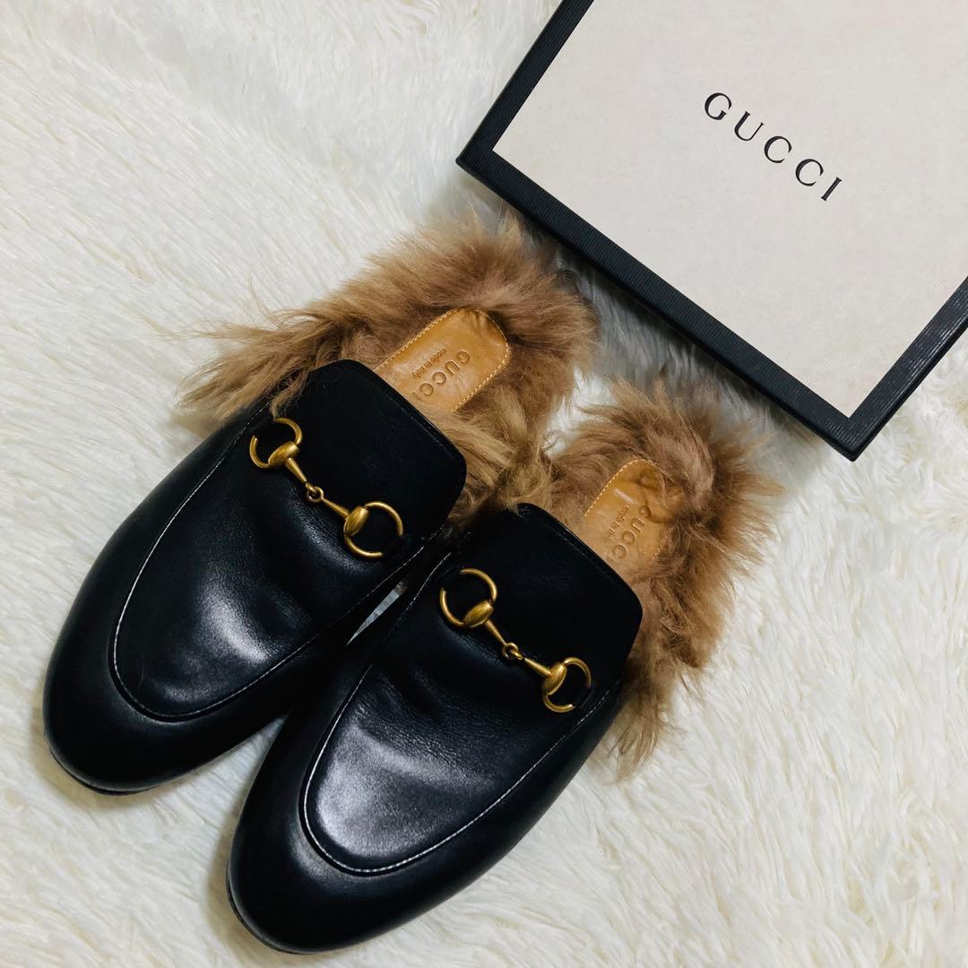 GUCCI グッチ　ホースビット　プリンスタウン　36 1/2 ブラック グッチ(GUCCI)グッチ プリンスタウン ホースビット サンダル 靴
