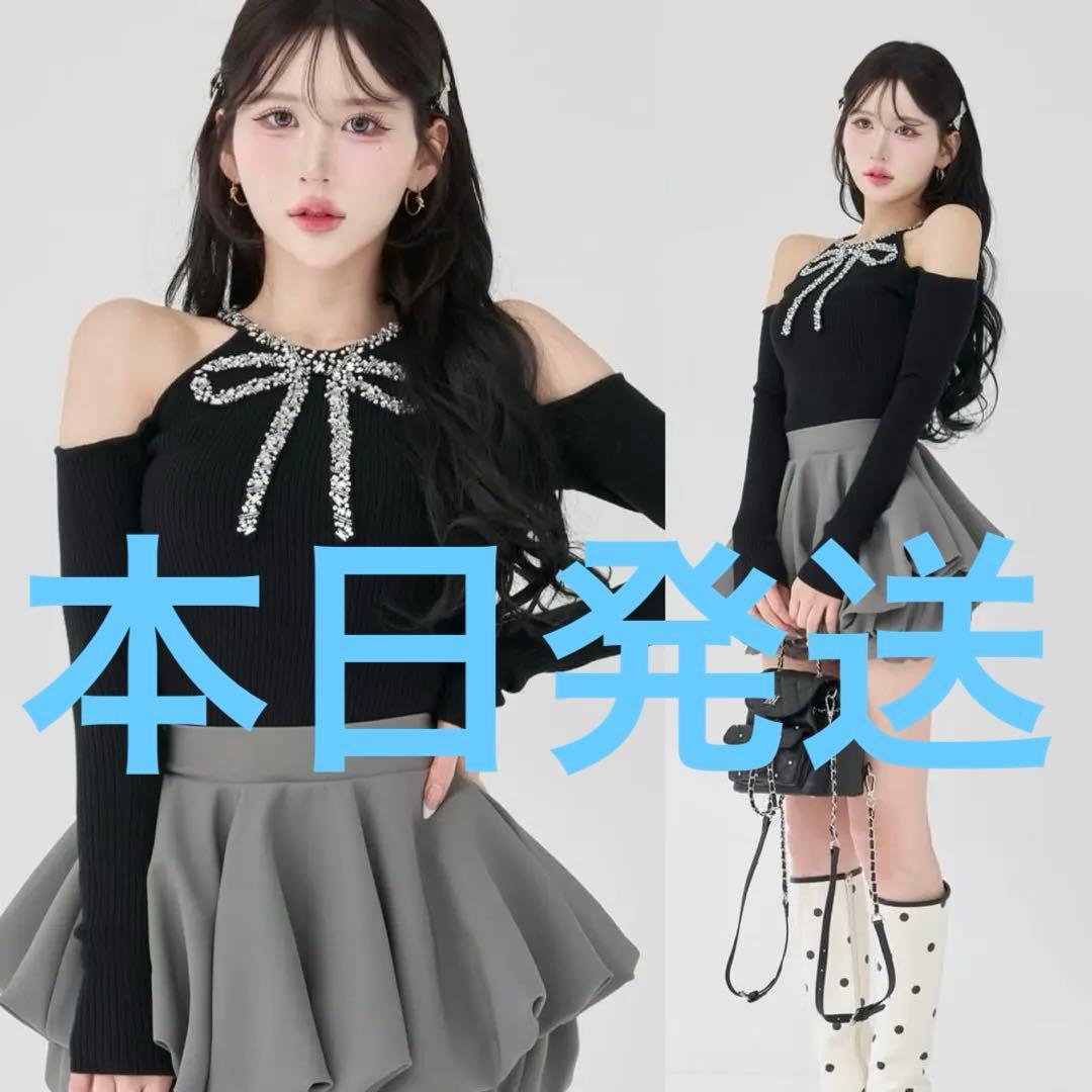 Darich リボンビジューアメスリニットトップス - メルカリ