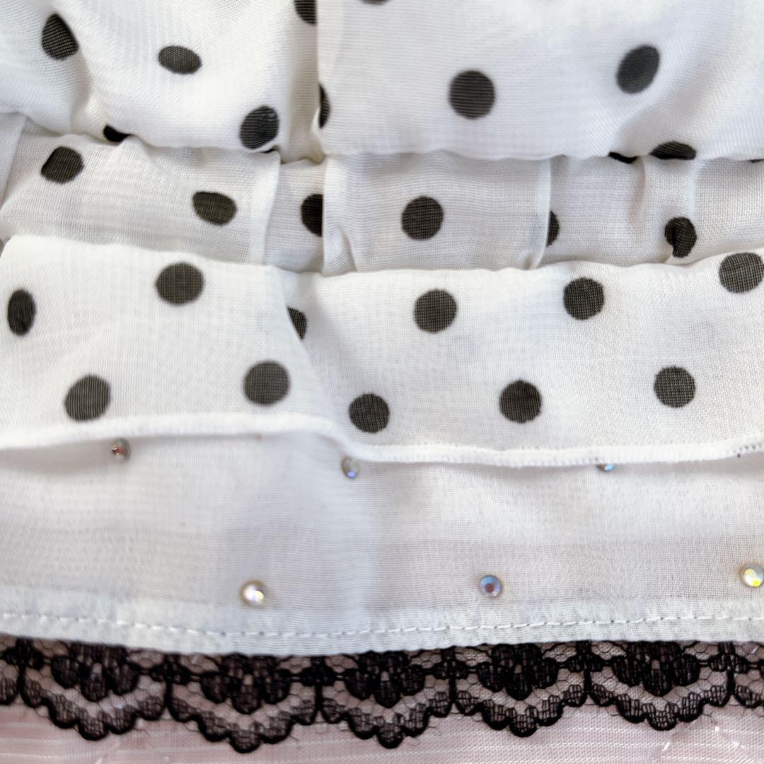 トゥララ ホワイトリボン レースフリルドット柄 キャミソール リズリサ