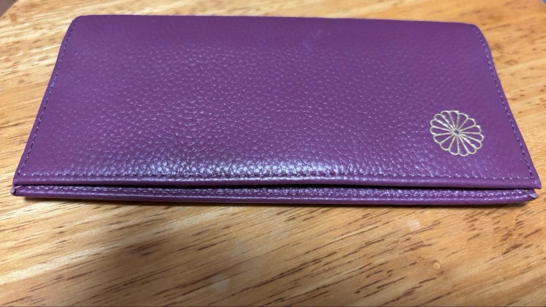 美品】 皇居 長財布 東御苑 皇居売店限定 本革 菊の御紋 パープル紫