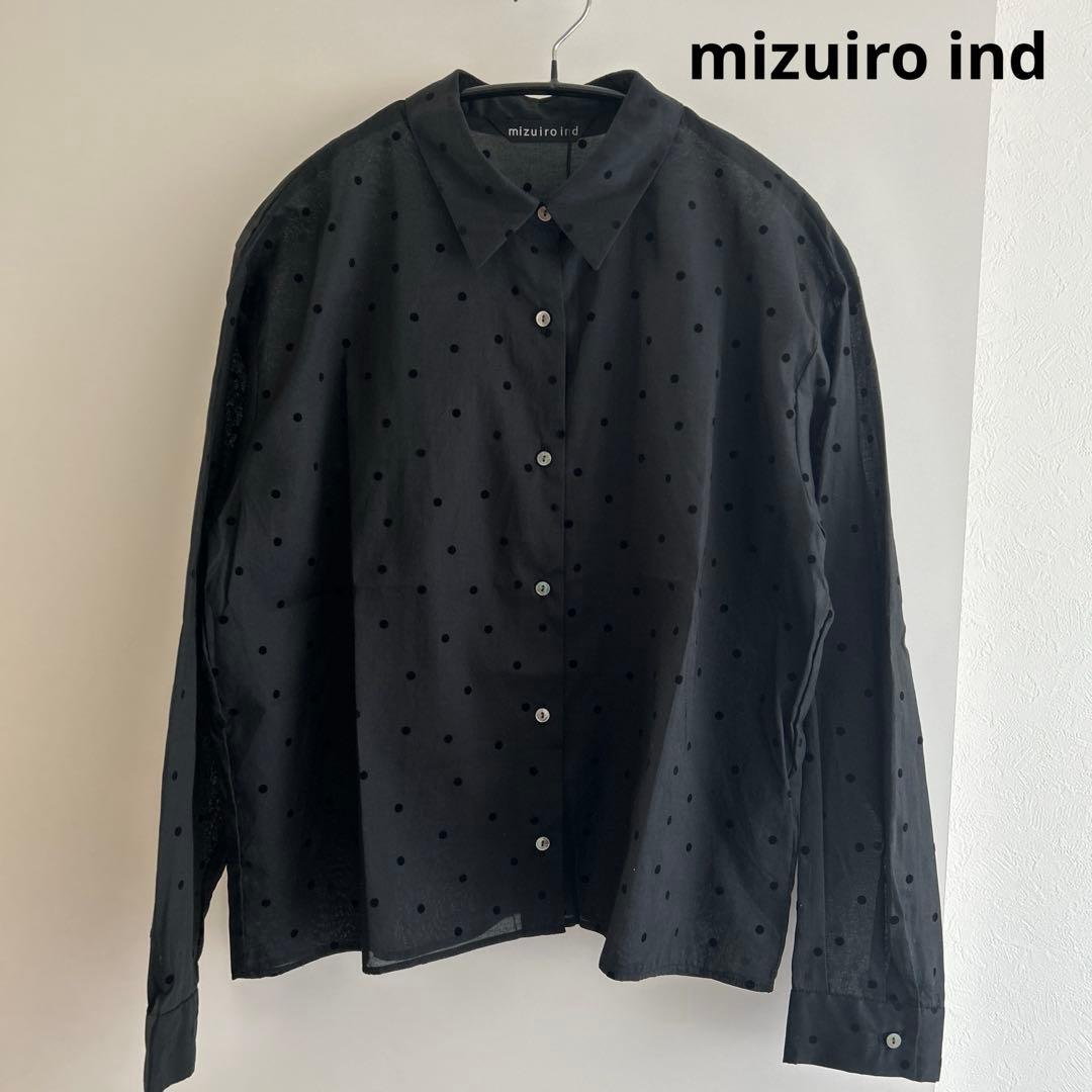 mizuiro ind フロッキードットプリントシャツ / ブラック mizuiro ind フロッキードットプリントシャツ｜ MARcourt ONLINE STORE