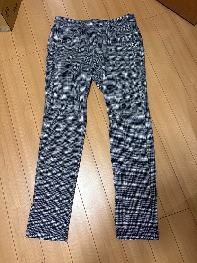 パーリーゲイツ 裏起毛 千鳥 チェック パンツ サイズ4 M相当 星条旗