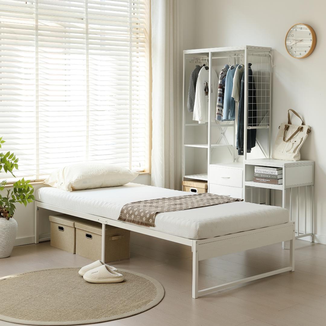 【シングル S】ベッドフレーム パイプベッド シングル ベッド パイプWhite ベッド シングル フレーム パイプベッド コンパクト 一人暮らし 通気性