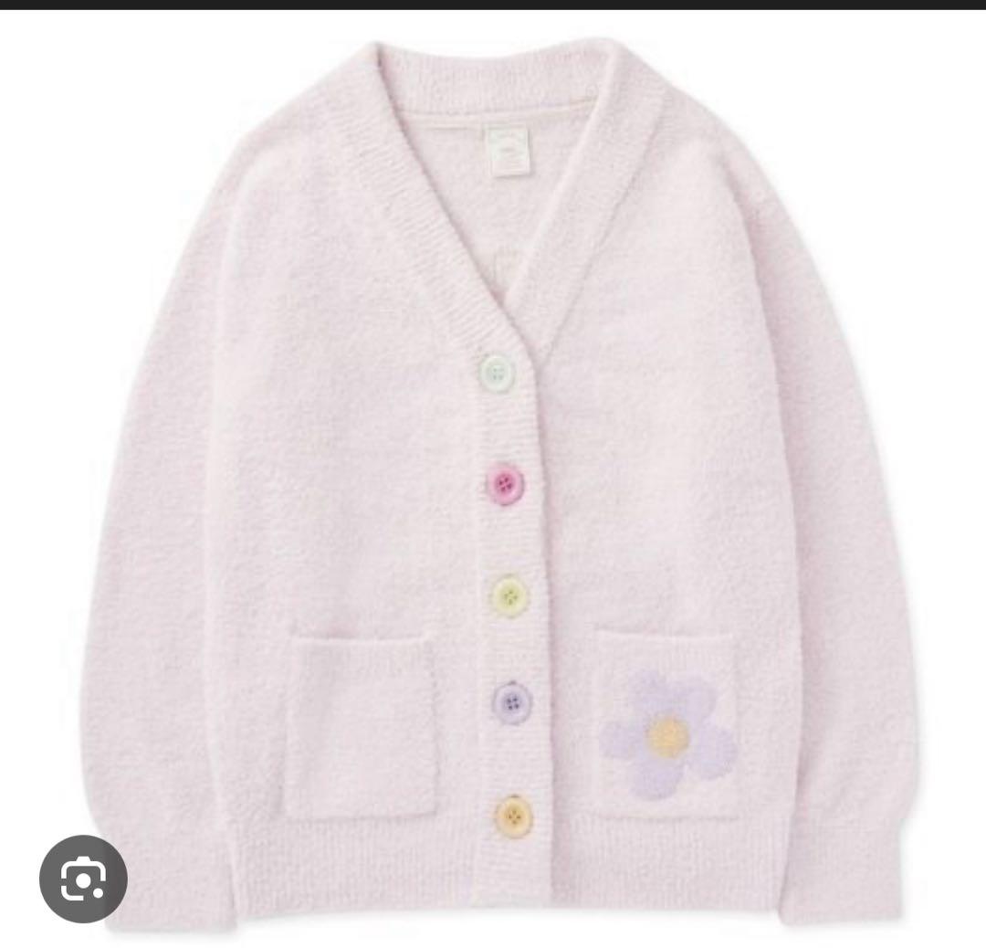 ジェラピケ韓国限定　　花刺繍カーディガン　ピンク ONLINE限定カラーあり】ベビモコチェリージャガードカーディガン