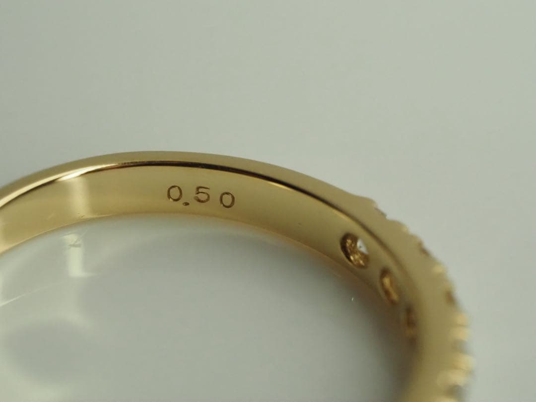 綺麗な✨0.50ct K18YG 天然ダイヤモンド ハーフエタニティリング