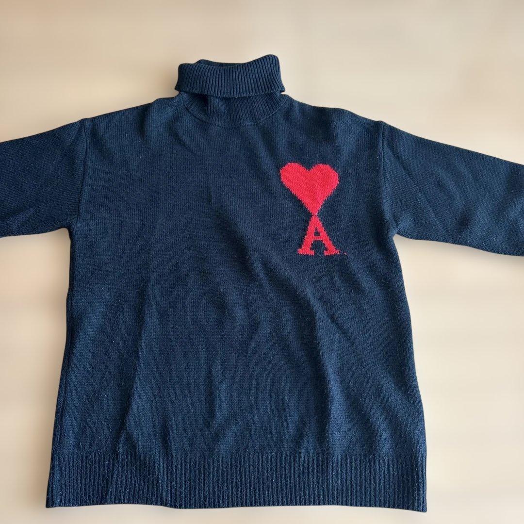 ami ネイビー セーター ハート刺繍 - メルカリ
