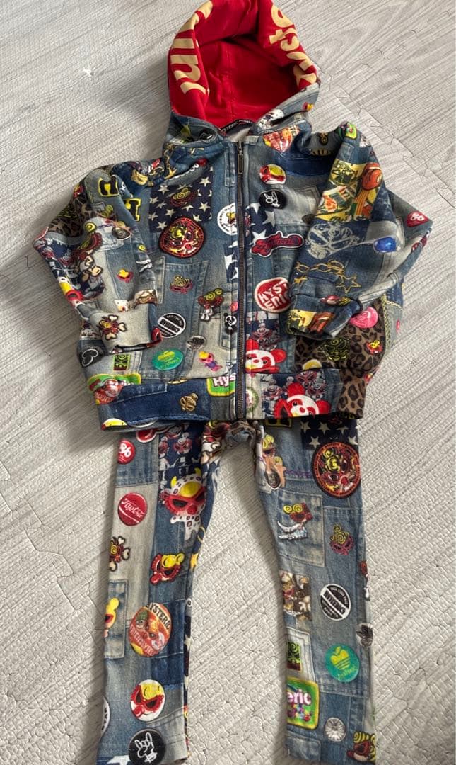 ヒスミニ　パッチワークデニム　スウェットパーカー　レギンス　セットアップ　セトア マルカワ MARUKAWA 【セットアップ】ストレッチ カットデニム
