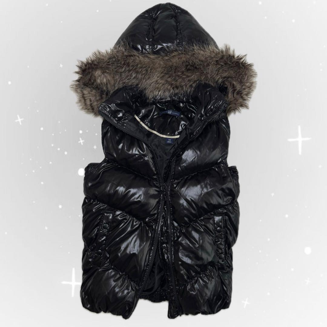 00s gap ファー ダウンベスト 平成 ギャル ブラック - メルカリ