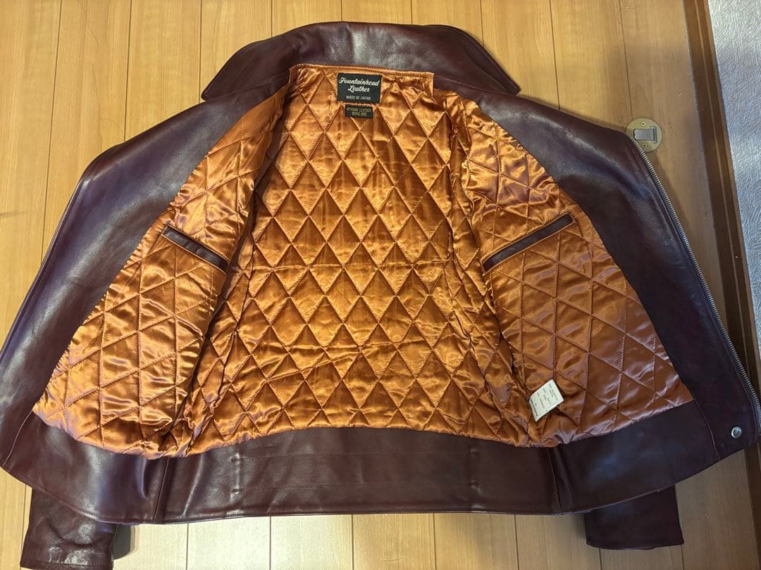 ファウンテンヘッドレザー デルタ Dポケダブルレザージャケット 36 茶